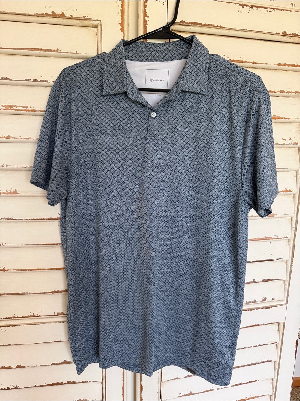 Men's Blue Micro-Pattern Polo Shirt